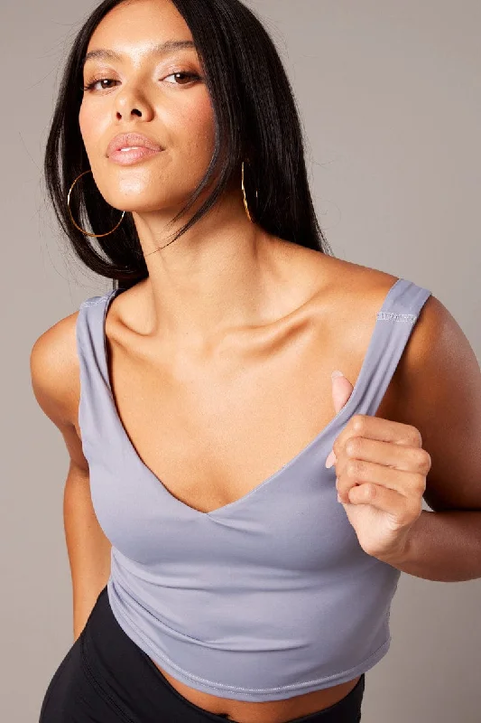 Grey Tank Top Sleeveless V Neck